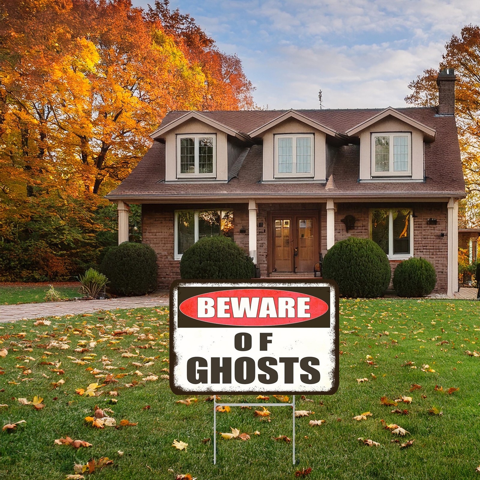 Large Beware of Ghosts Danger Keep Out Halloween Yard Sign Home Outdoor Lawn …