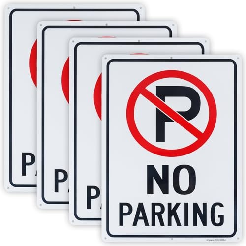 4 Pack No Parking Sign, 14″ x 10″ .040 Rust Free Aluminum – Reflective, UV
