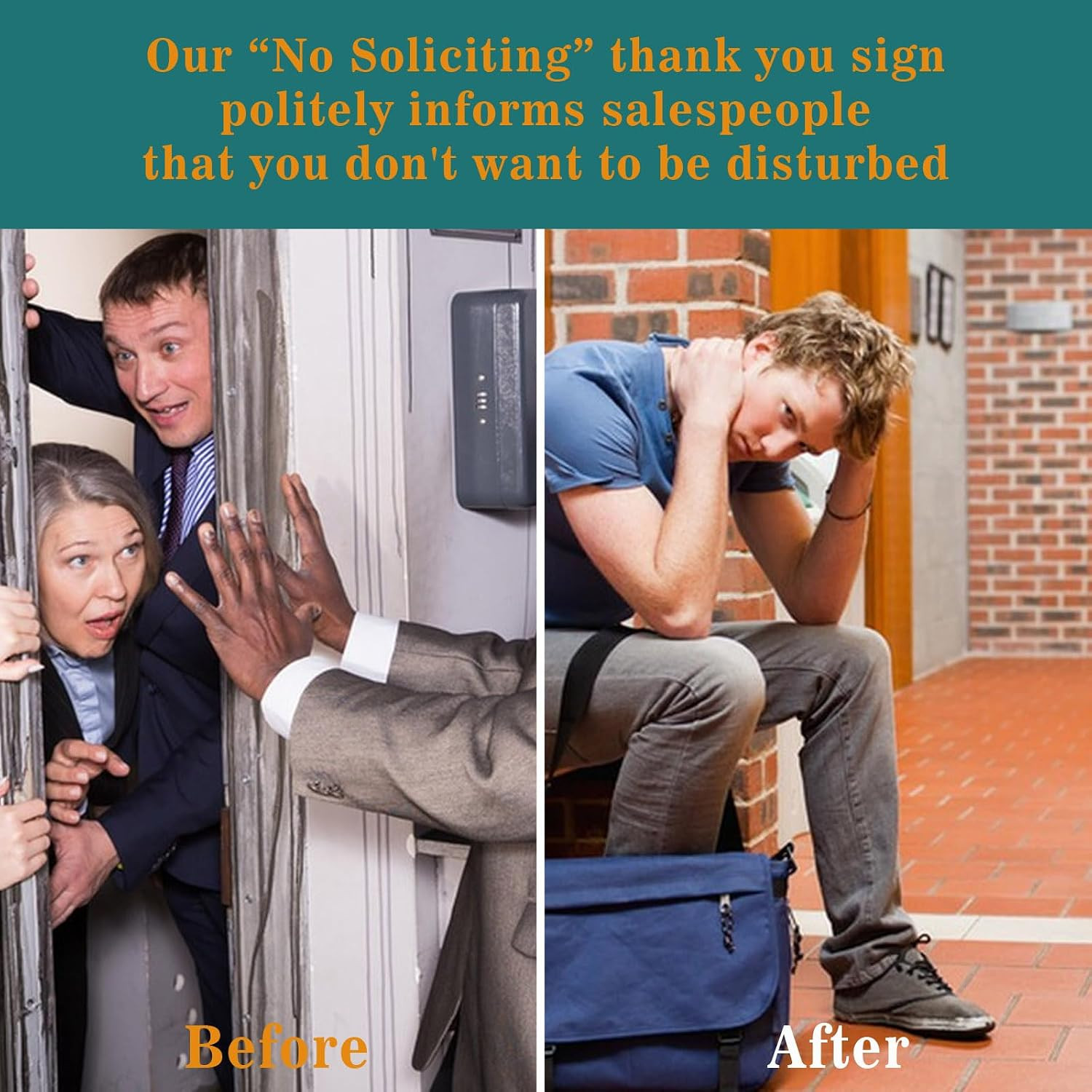 Small No Soliciting Sign for House,6 Pcs,With Glow in the Dark Stickers | No Sol