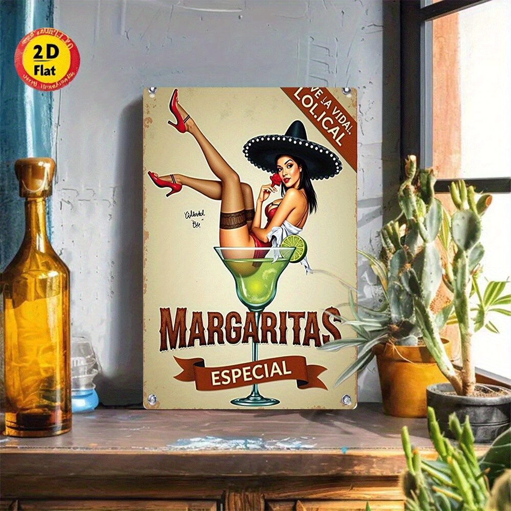 8×12-inch Aluminum Decorative Tin Metal Signs Plaque Vintage Margarita Artwork