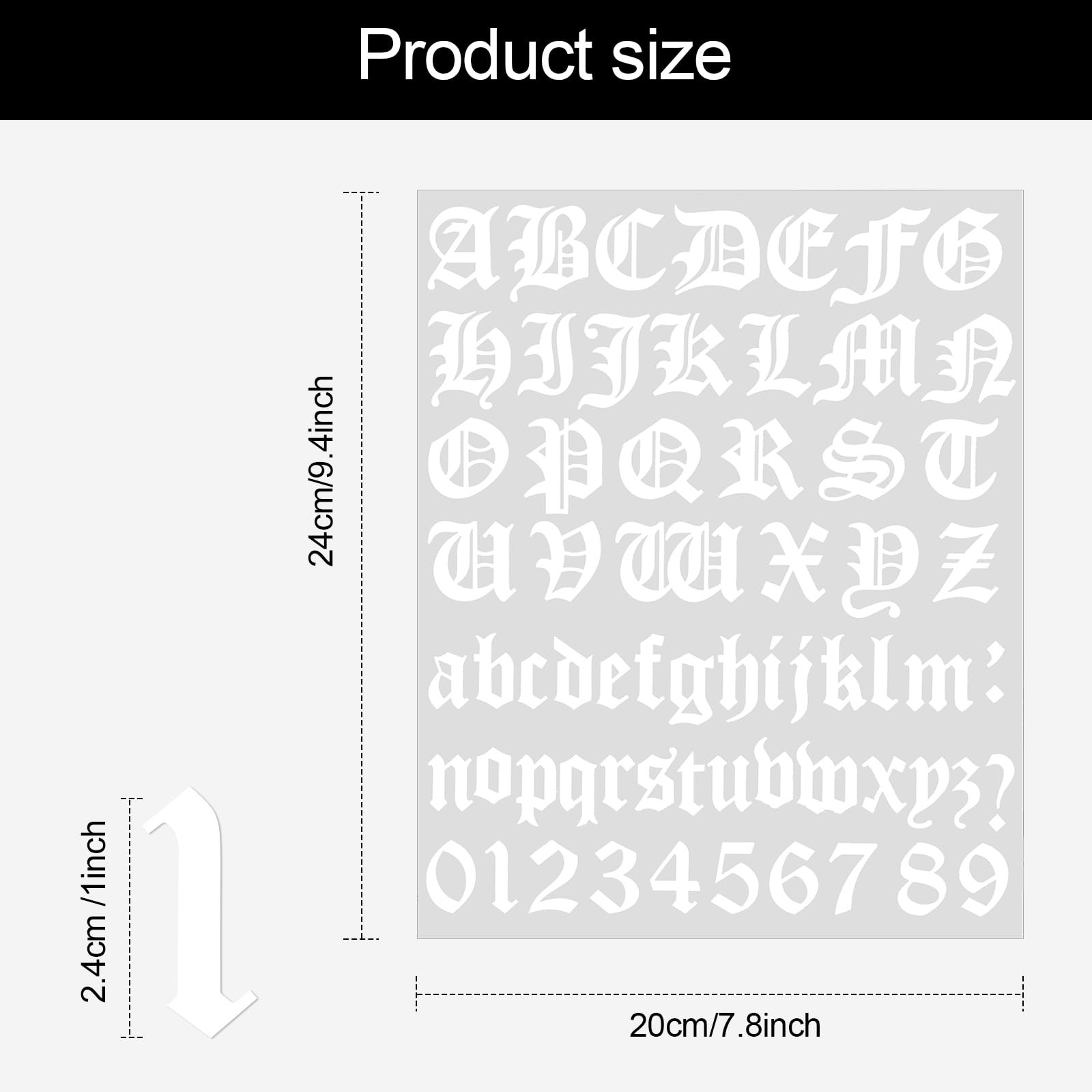 8 Sheets Letter Stickers Vinyl Old English Alphabet Number Stickers Self Adhe…