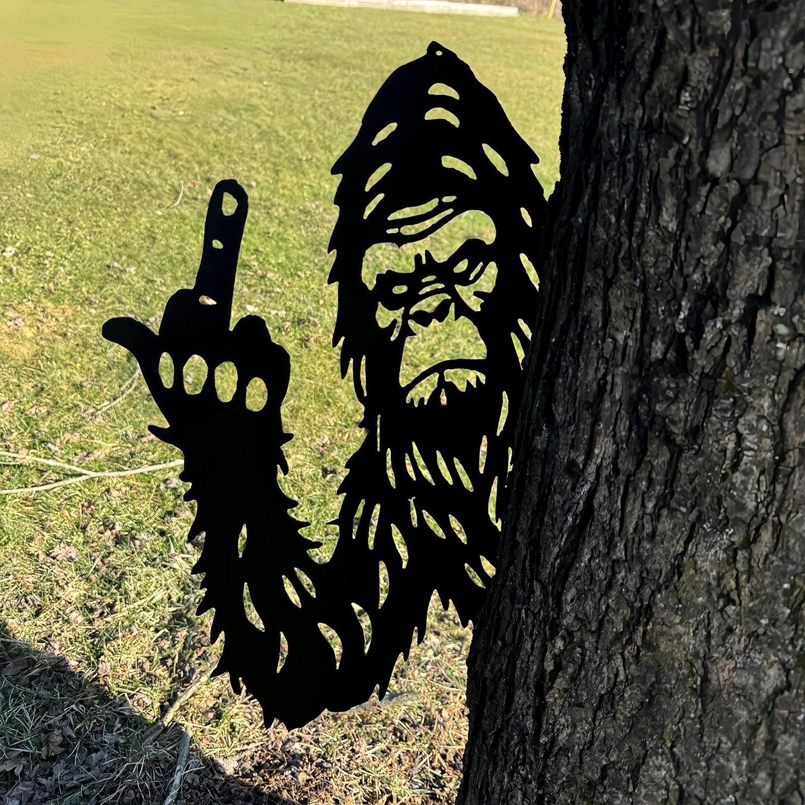Large Middle Finger Bigfoot Peaking-a-Boo Animal Metal Sign Wall Art Ornament…