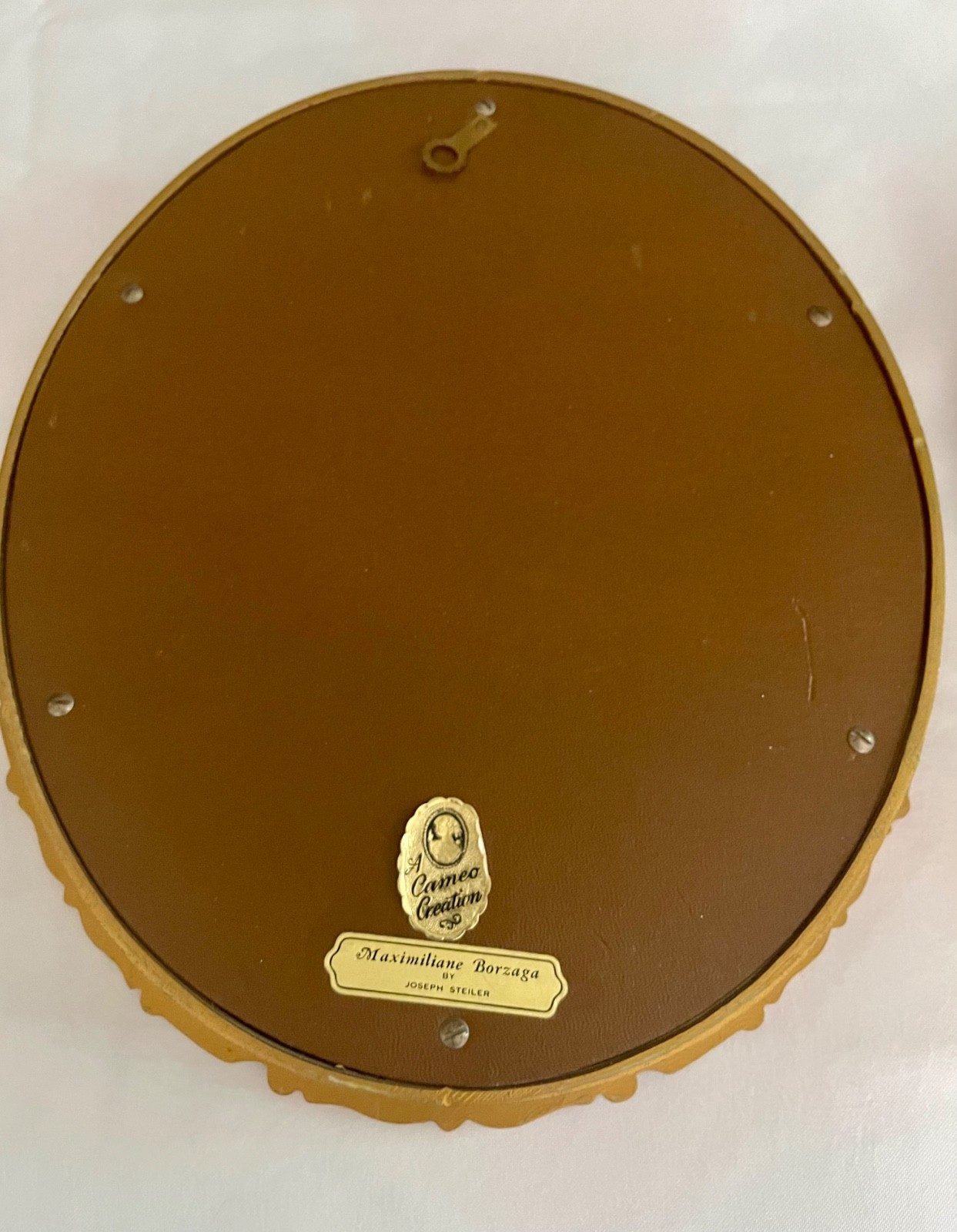 Vintage Cameo Creations Oval Gold Framed Wall Plaques Pair Joseph Steiler