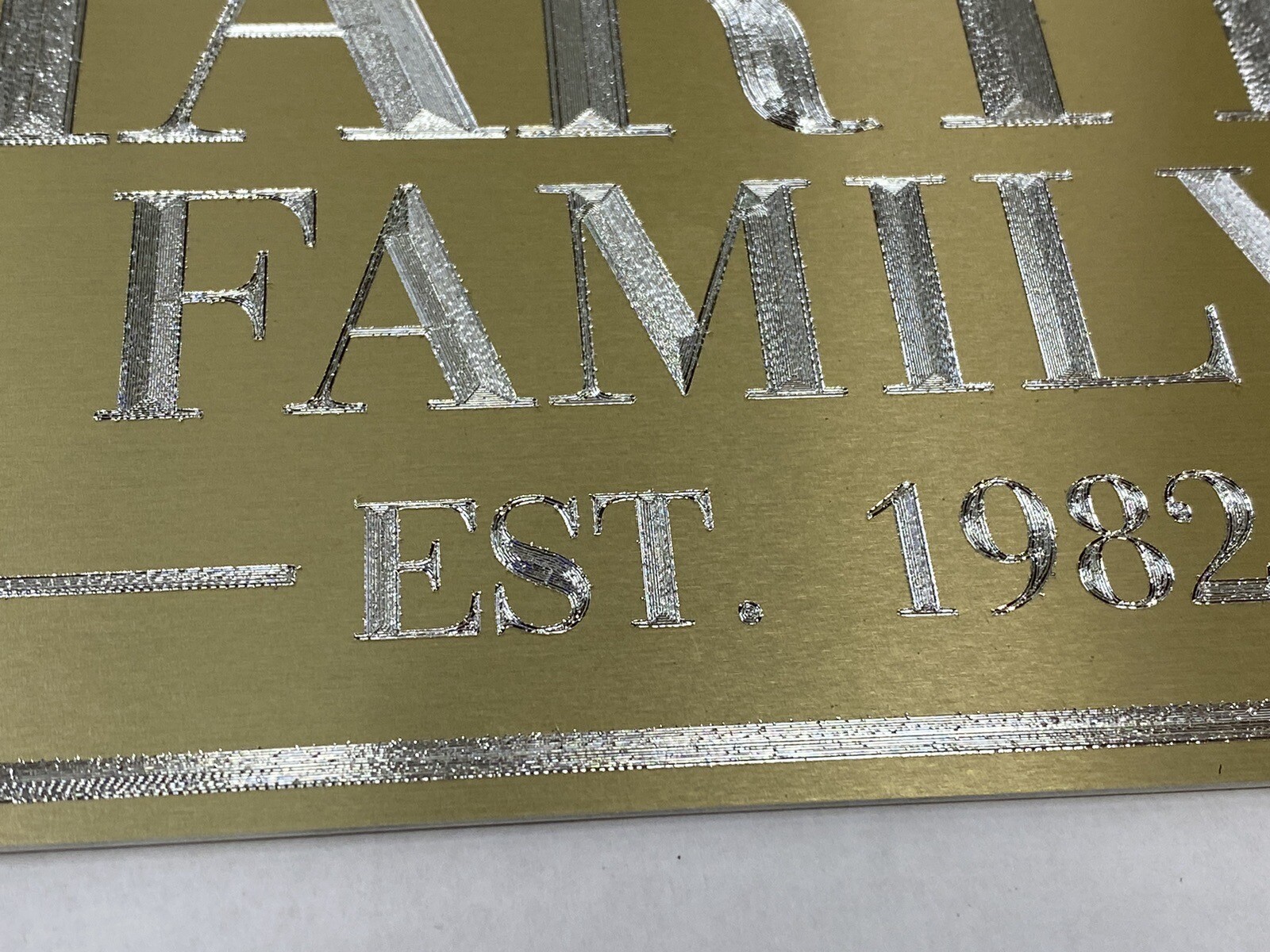 Engraved Personalized Custom Family Name House Home Gold Metal Sign Plaque 10×7