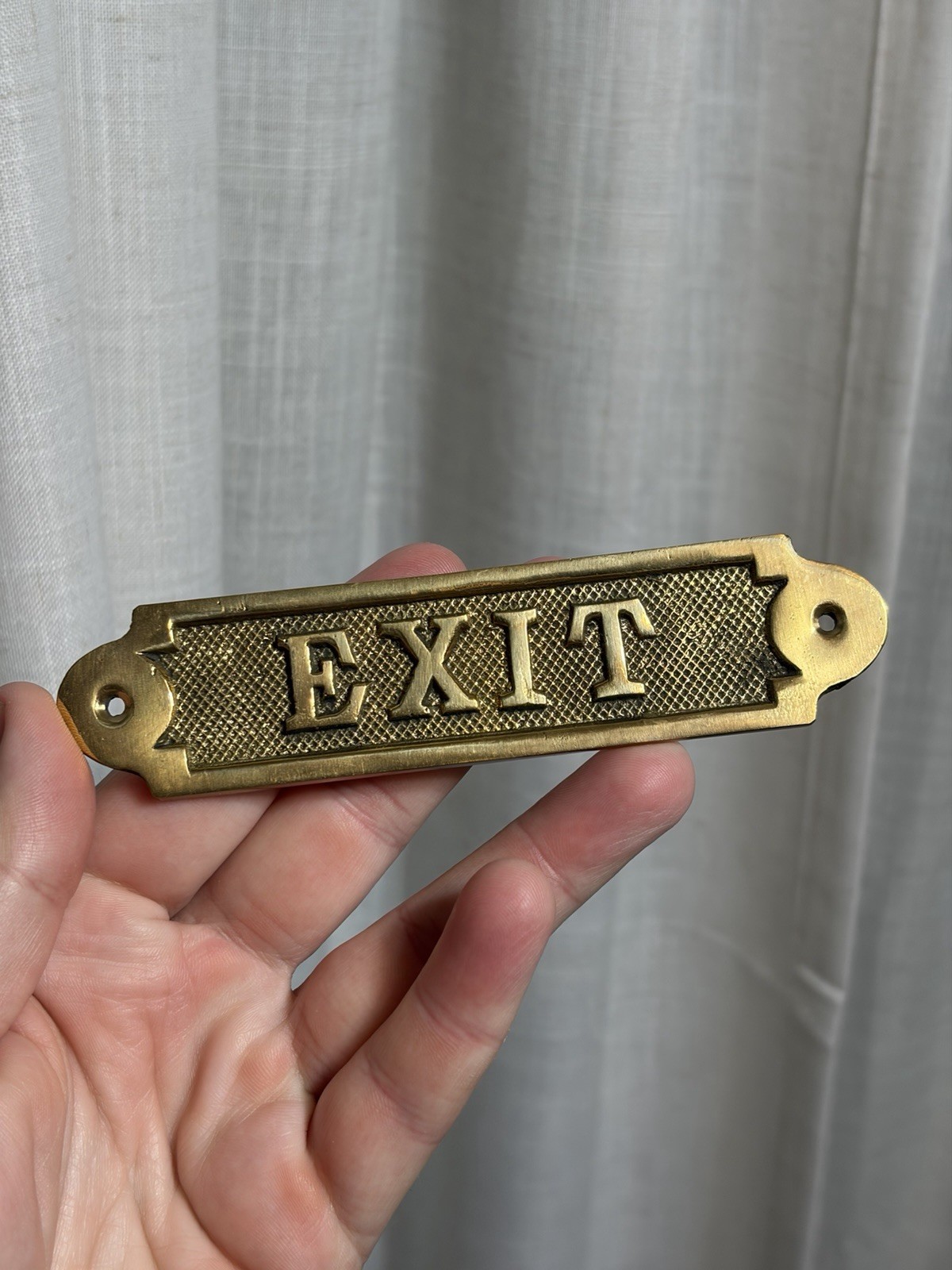 Vintage Brass Name Plate Exit Door Sign by Nanco