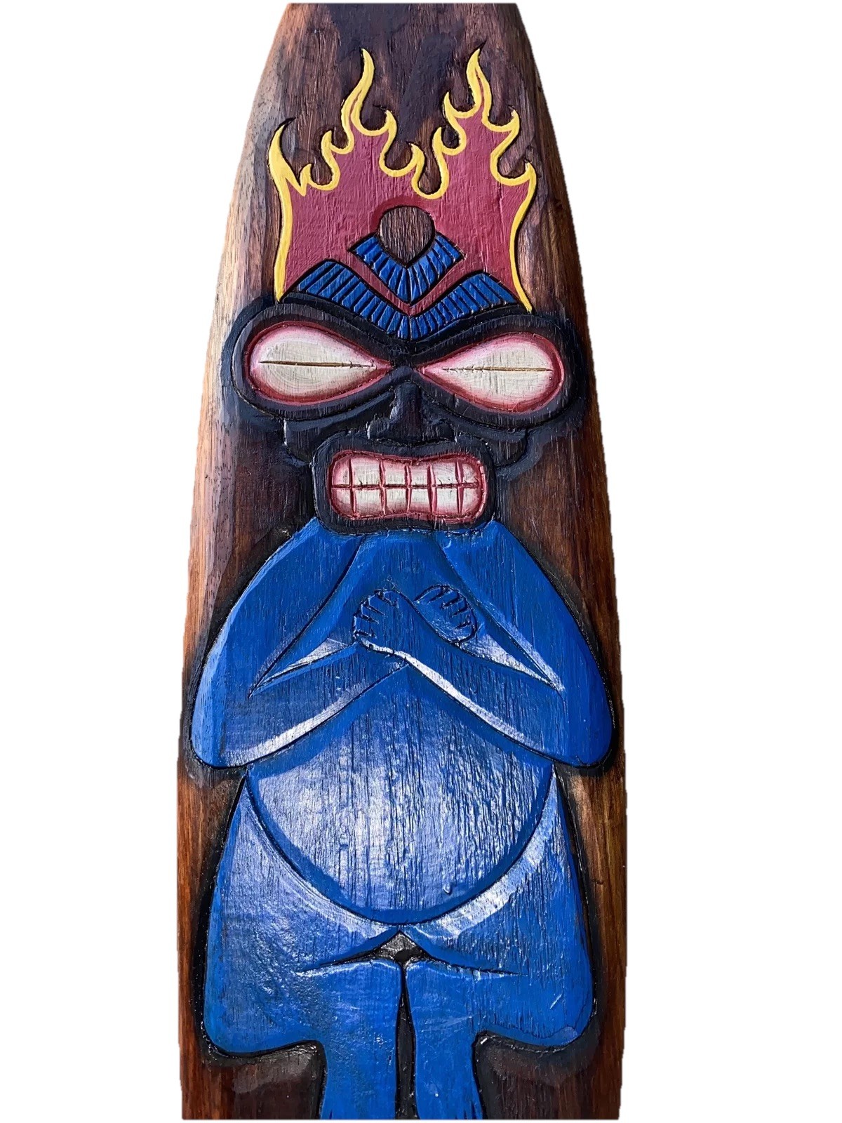39” TIKI MAN SURFBOARD WOOD SIGN WALL ART TROPICAL TIKI DECOR PARROT