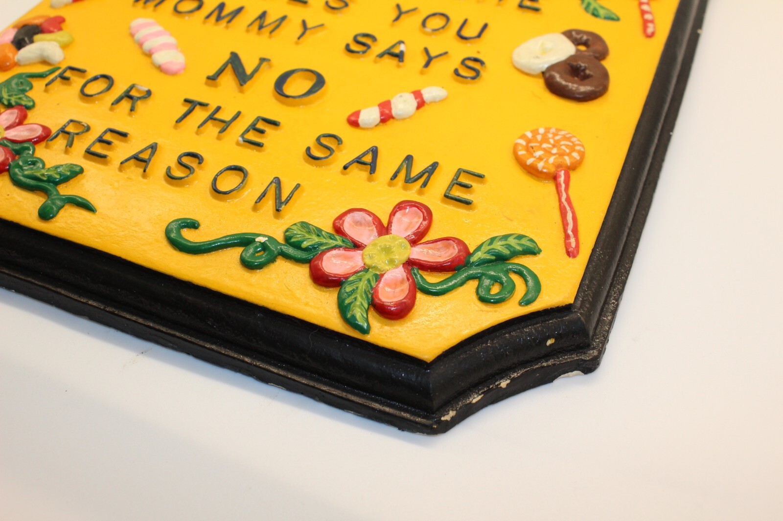 Vintage Grandma Always Says ‘Yes’ Chalkware Plaque Yellow