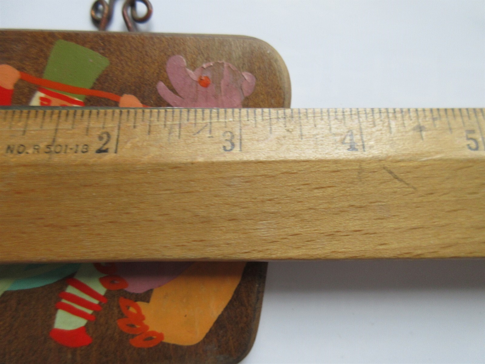 vintage hand painted Circus Bear Act small wooden plaque POLAND