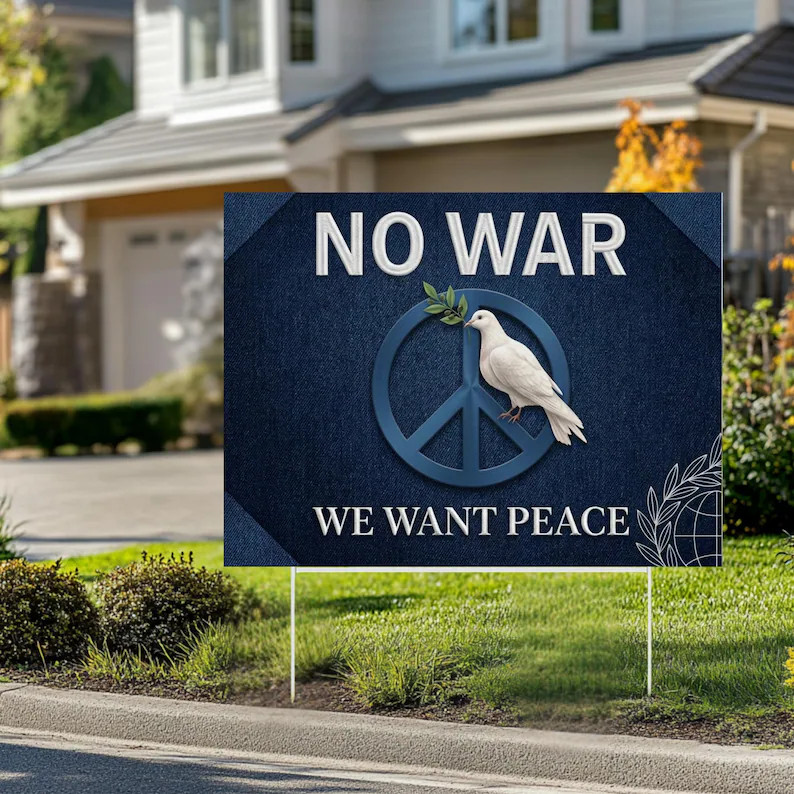 No War Yard Sign Peace Symbol Outdoor Lawn Sign