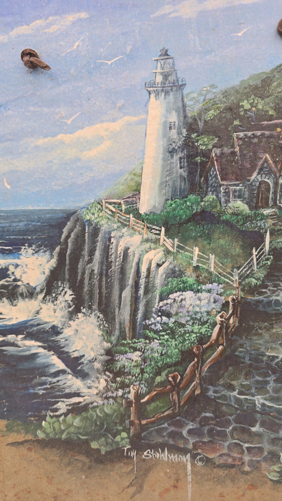 Moonbrook Arts Hand-Painted Slate Nautical Lighthouse Hanging Plaque Decorative