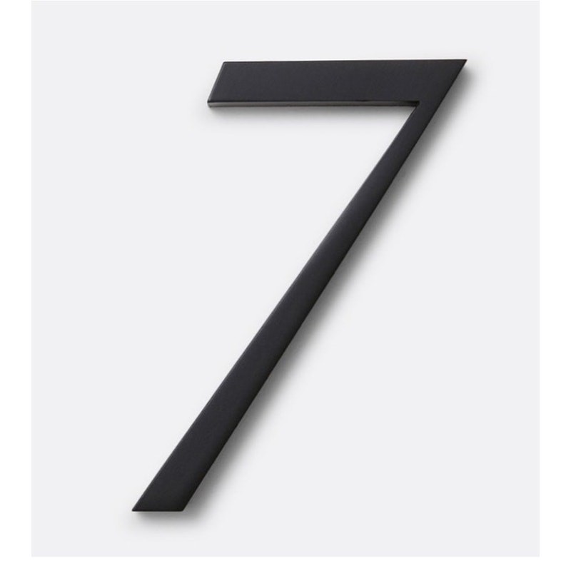 New Rejuvenation Joseph Address House Number No 7 4″ Flat Black Brass Serif Font