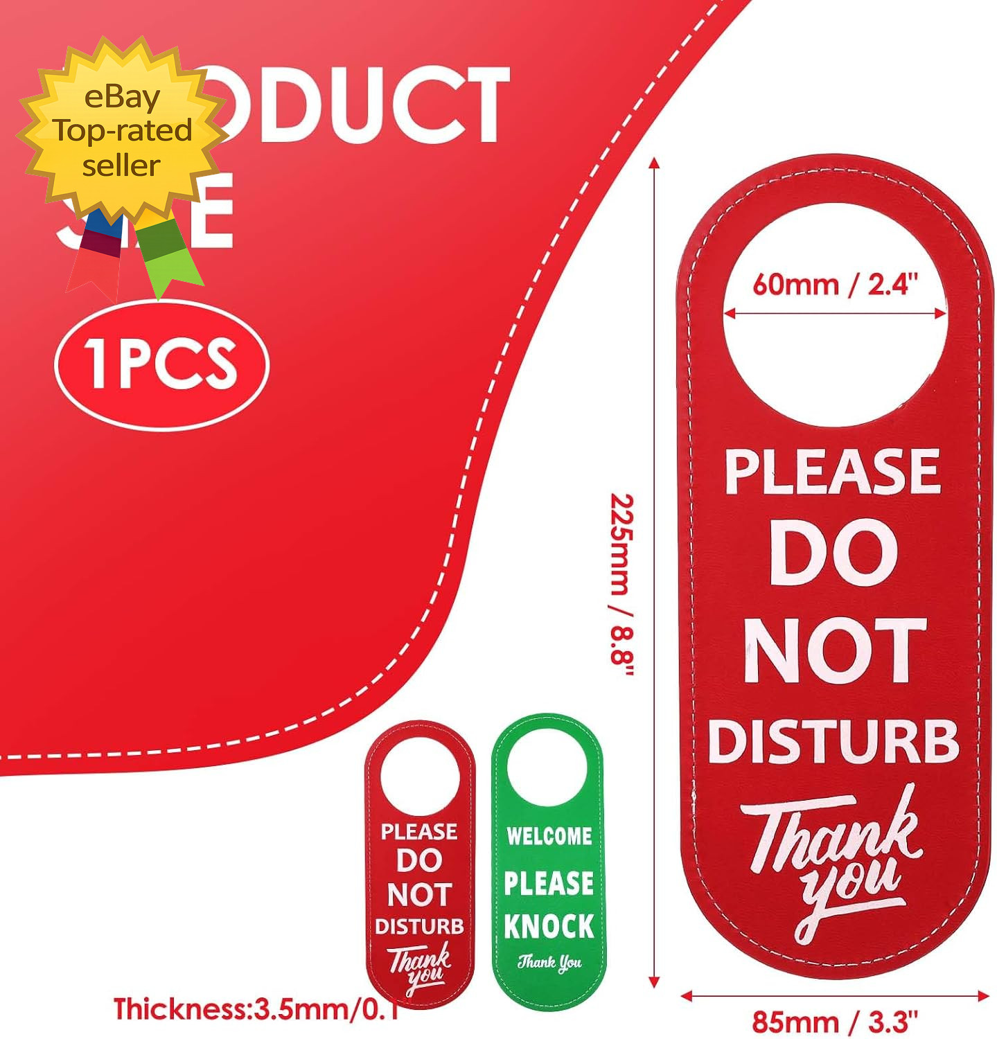 PU Leather Do Not Disturb Welcome Please Knock Door Knob Privacy Sign Double Sid