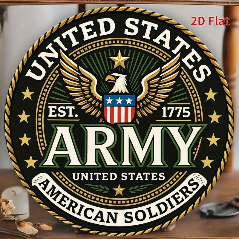 United States Army 1775 Round Metal Sign American Soldiers Wall Hanging Decor