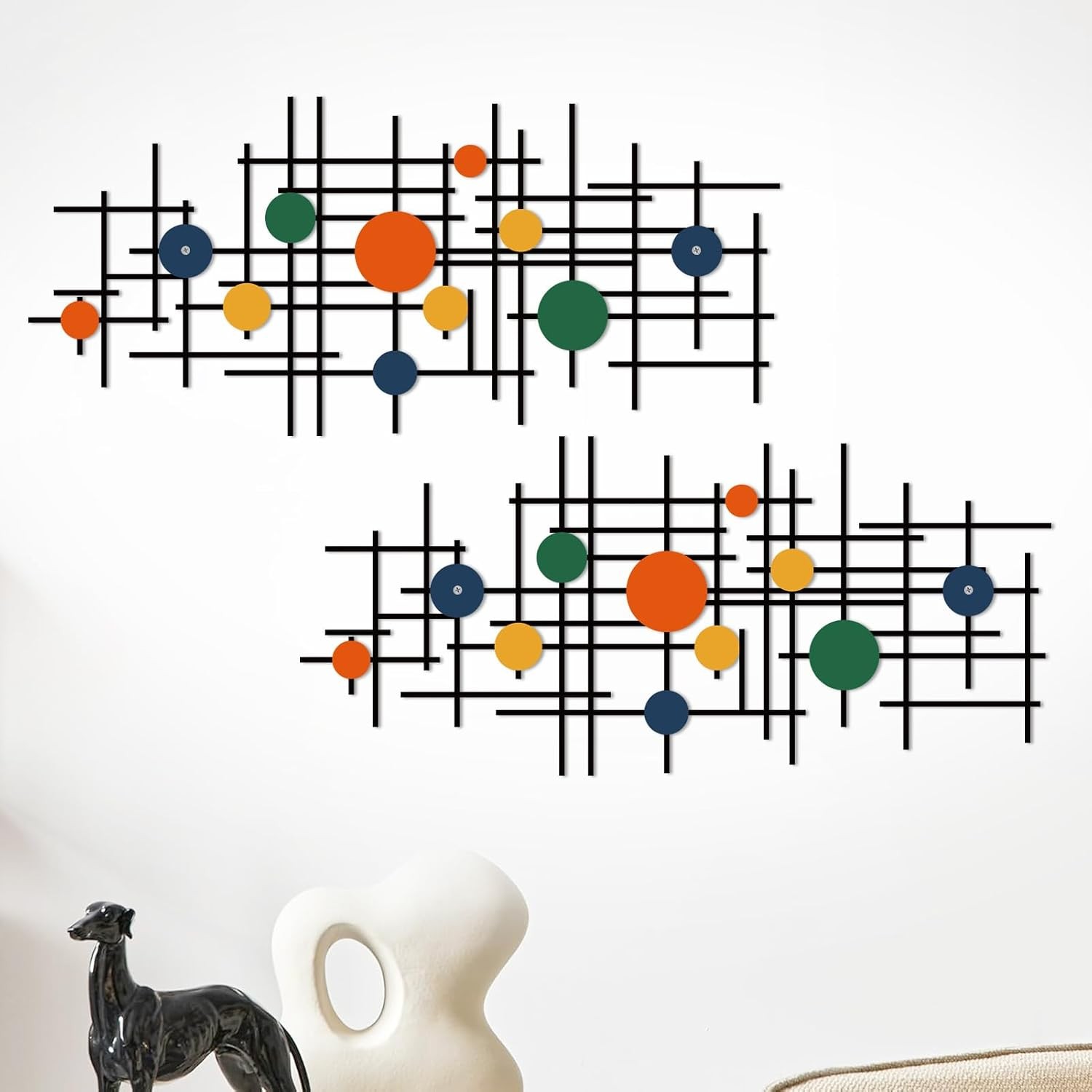 Set of 2 Minimalist Geometric Wall Decor – Modern Metal Wall Art for Living R…