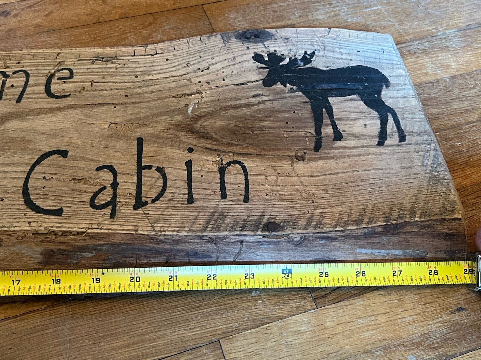 Cabin Wall Decor Welcome Sign Board Rustic Camping Moose Trees Painted