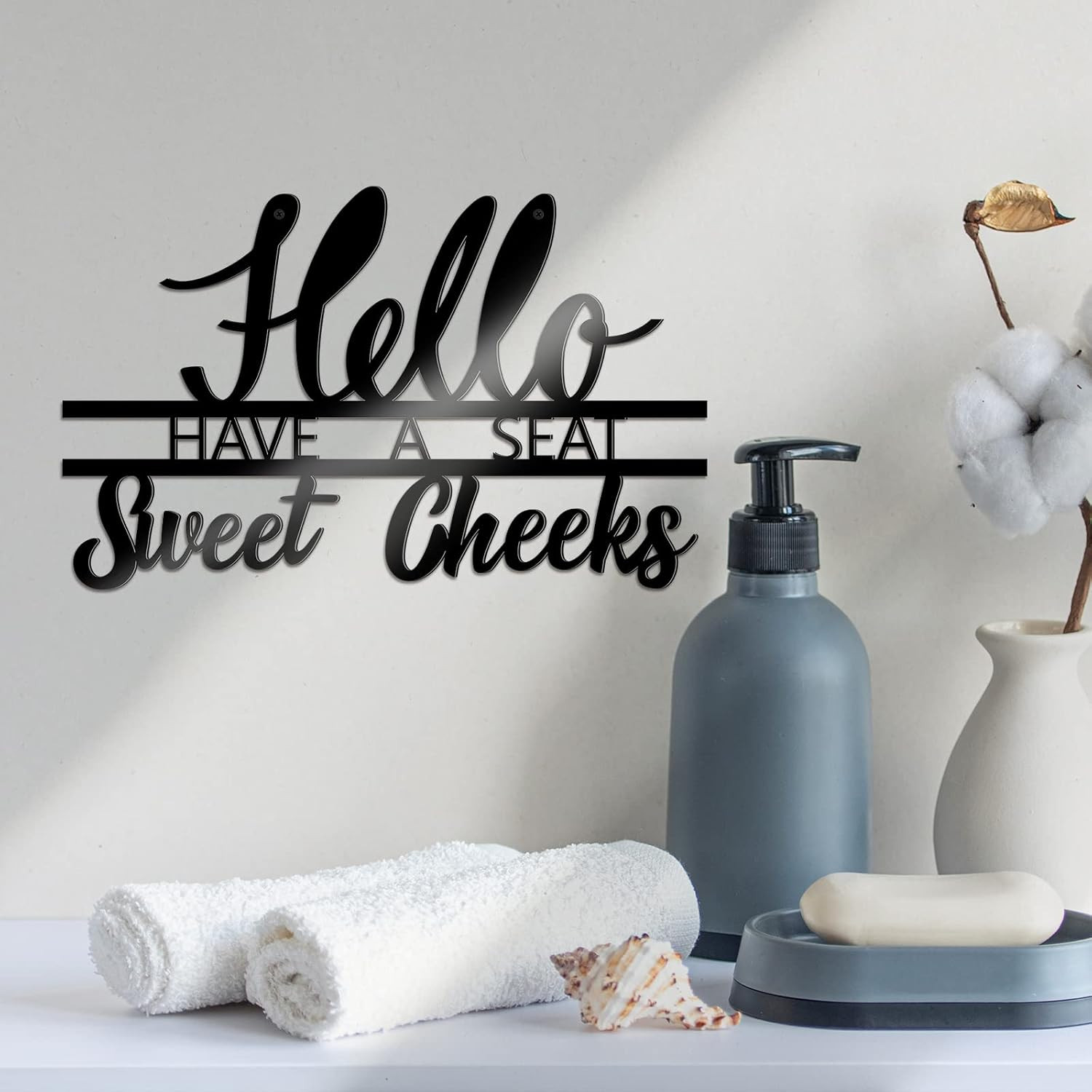 Hello Sweet Cheeks Sign Have a Seat Wall Sign Metal Bathroom Wall Decor Funny Ba