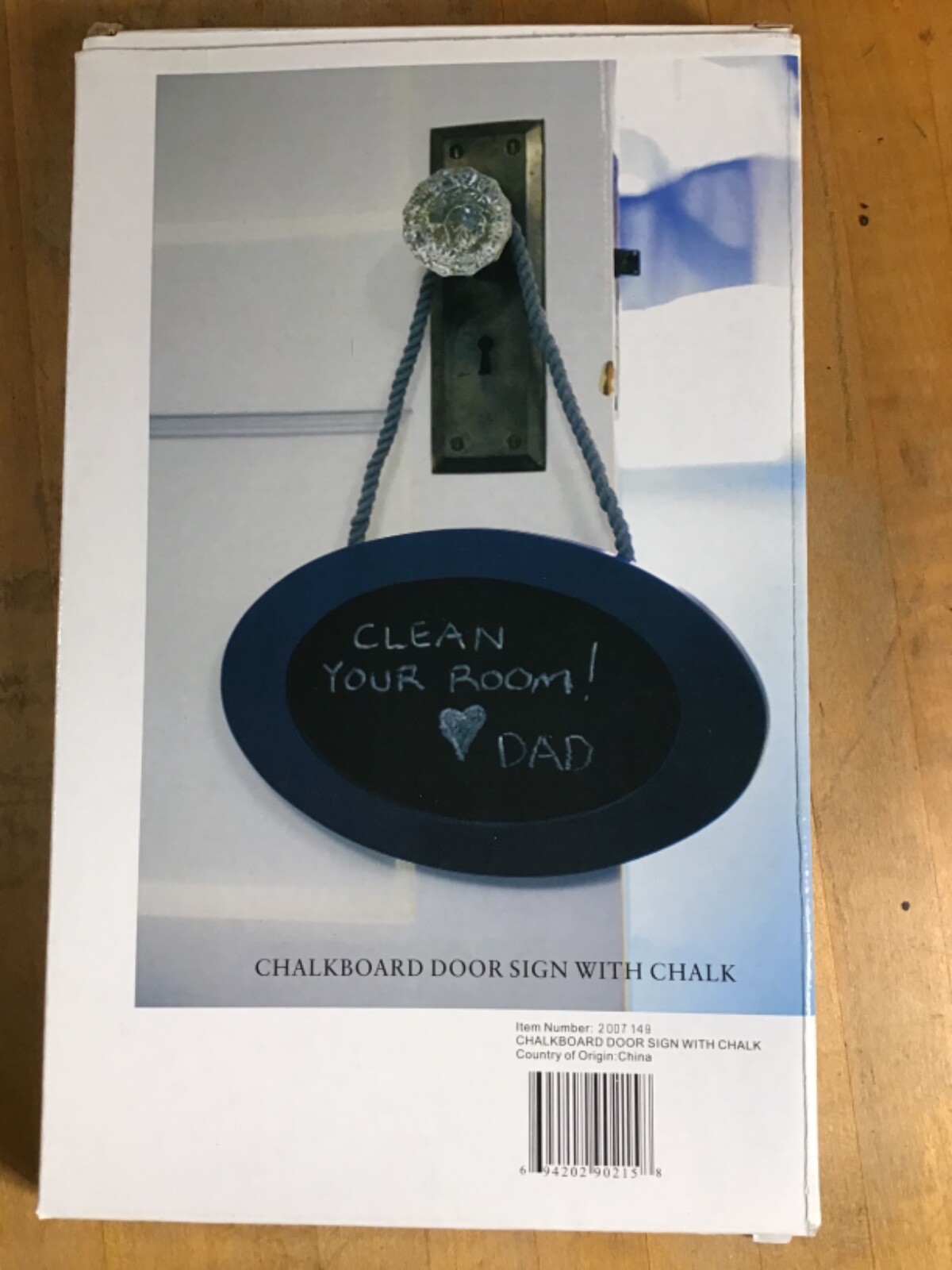 Chalkboard Door Sign With Chalk 10” x 6” New in Box