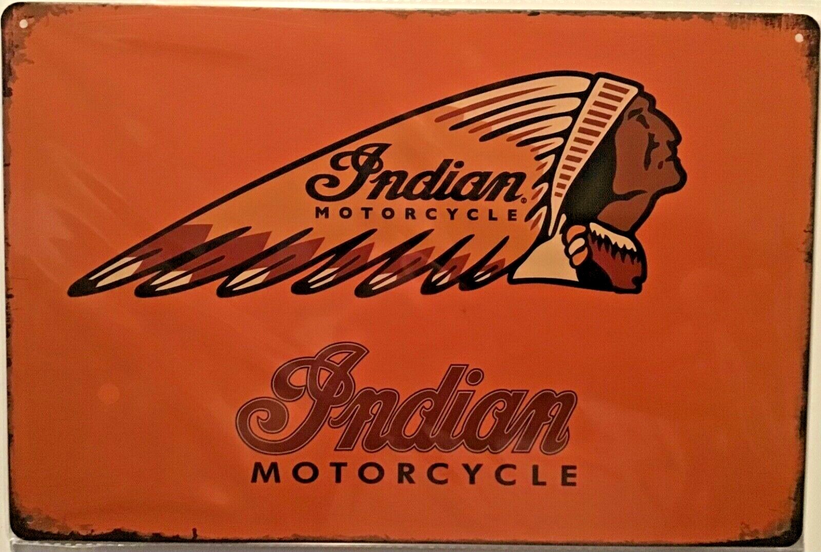 TIN SIGN 8×12 Indian motorcycle American famous biker garage mechanic wall Br10a