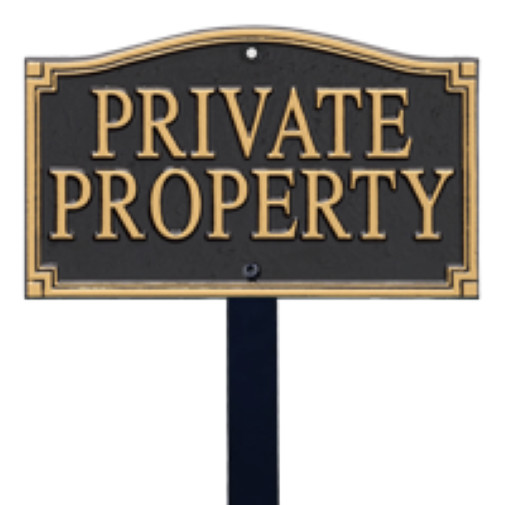 Whitehall “Private Property” Statement Plaque, Black / Gold