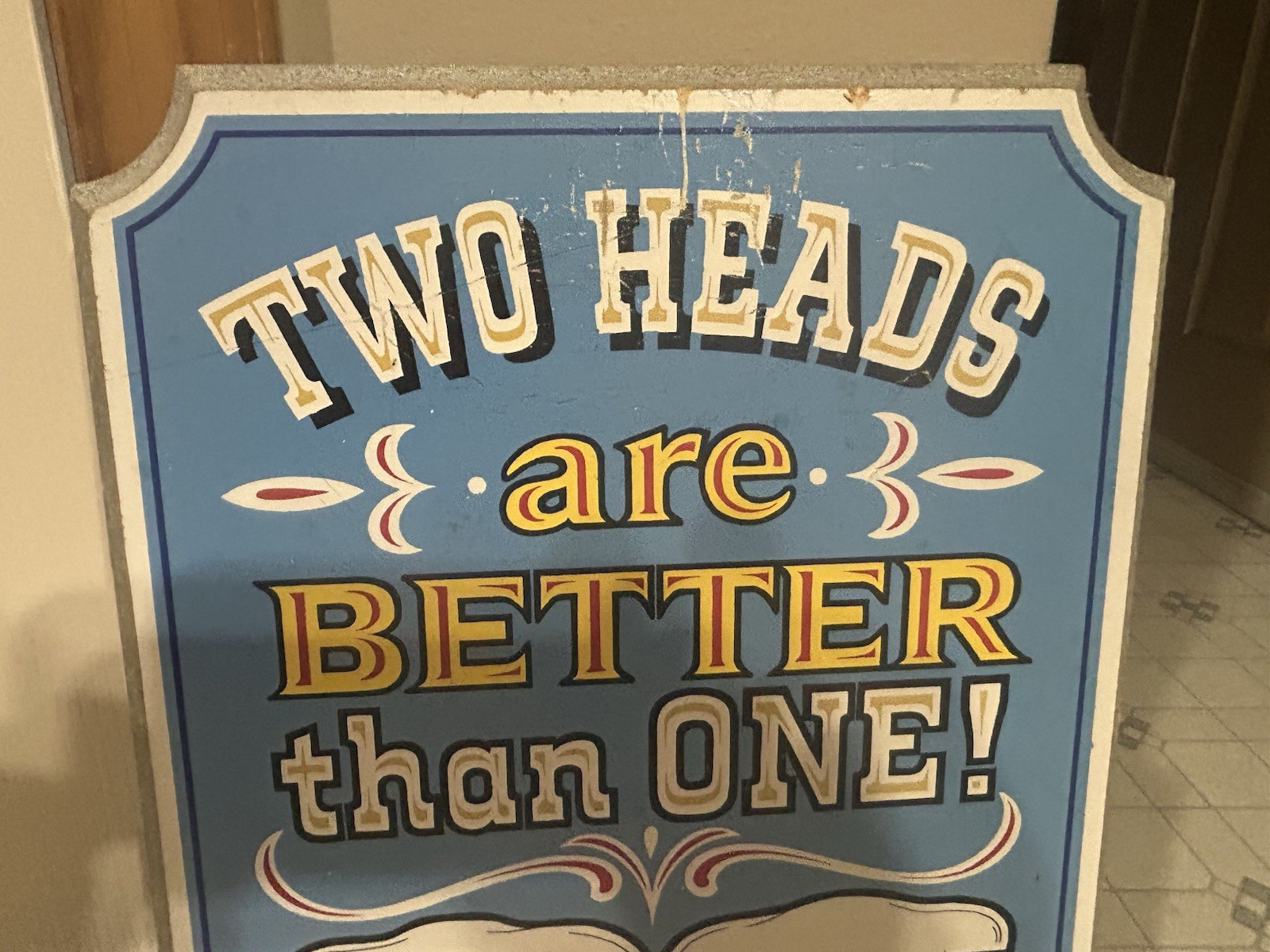 VINTAGE WOOD PABST BLUE RIBBON BEER SIGN TWO HEADS R BETTER THAN ONE PABST SIGN