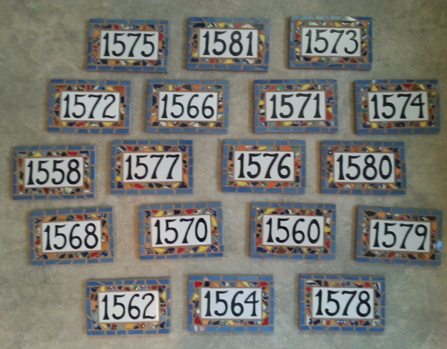 Custom TILE MOSAIC HOUSE NUMBER Address Sign NAME PLAQUE Mosaic Art HAND MADE