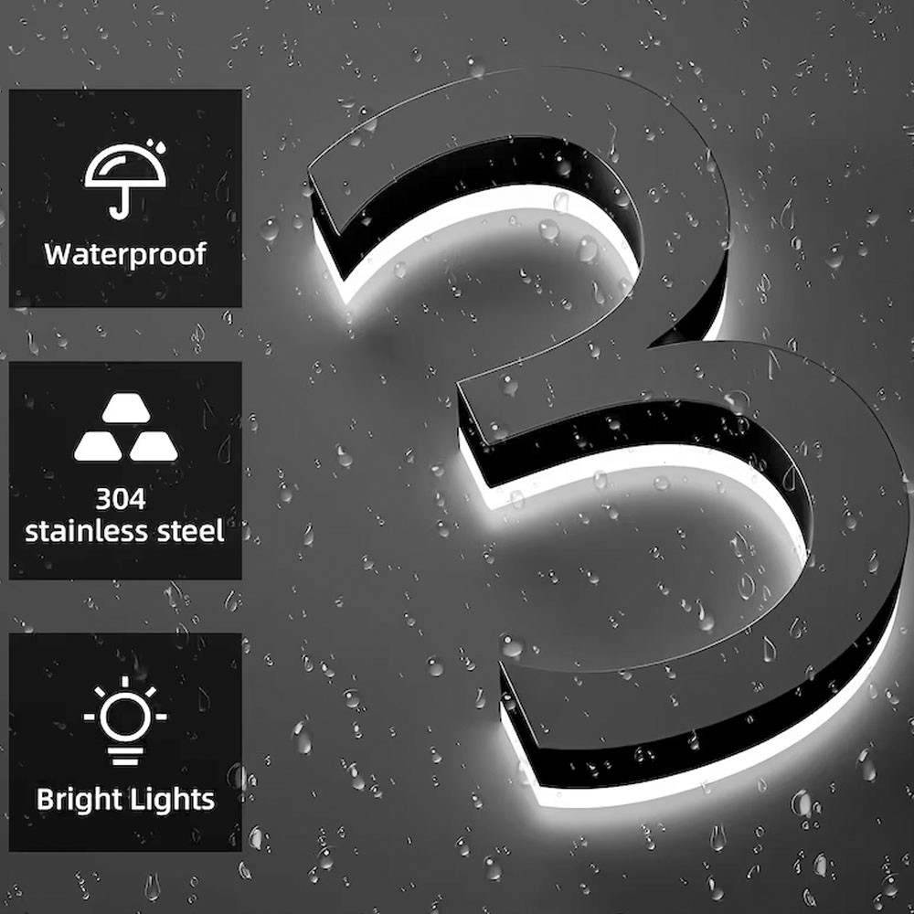 Custom Rgb Illuminated House Number Sign Outdoor LED Backlit Address Number