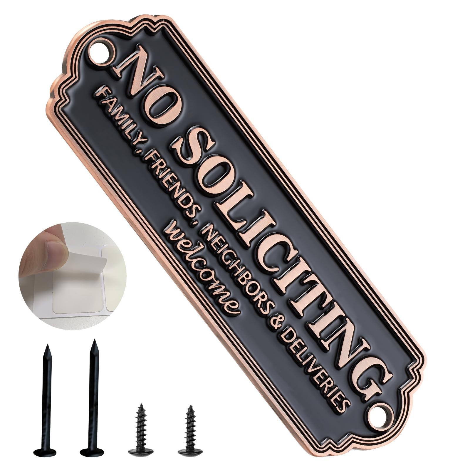 Brass No Soliciting Sign – Elegant 5 x 1.6 inches, Signs