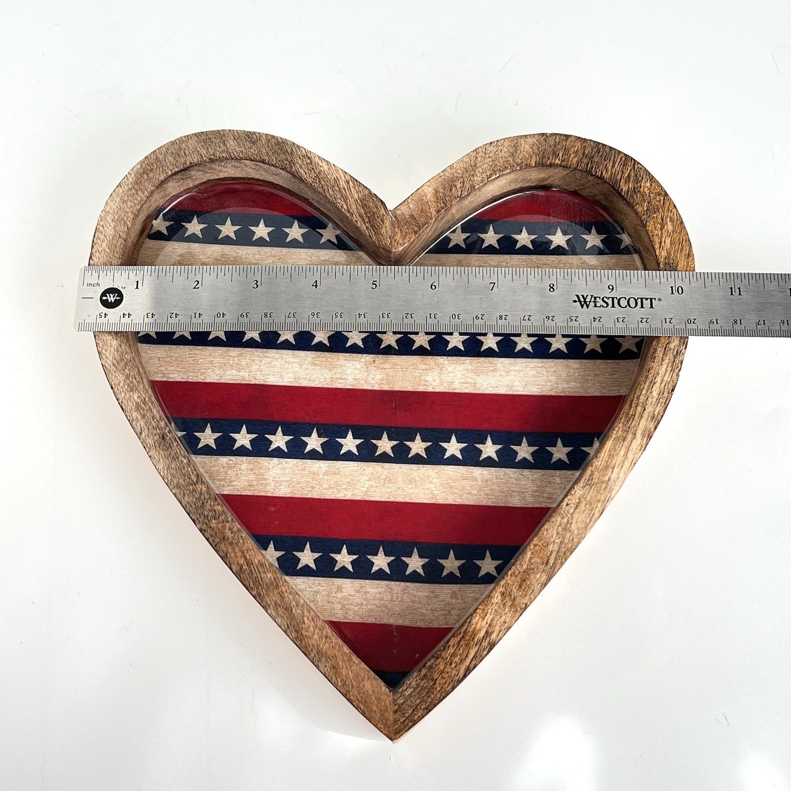 Martha Stewart Wood Heart Tray Stars And Strips 4th Of July Decor 10 X 10.5 In