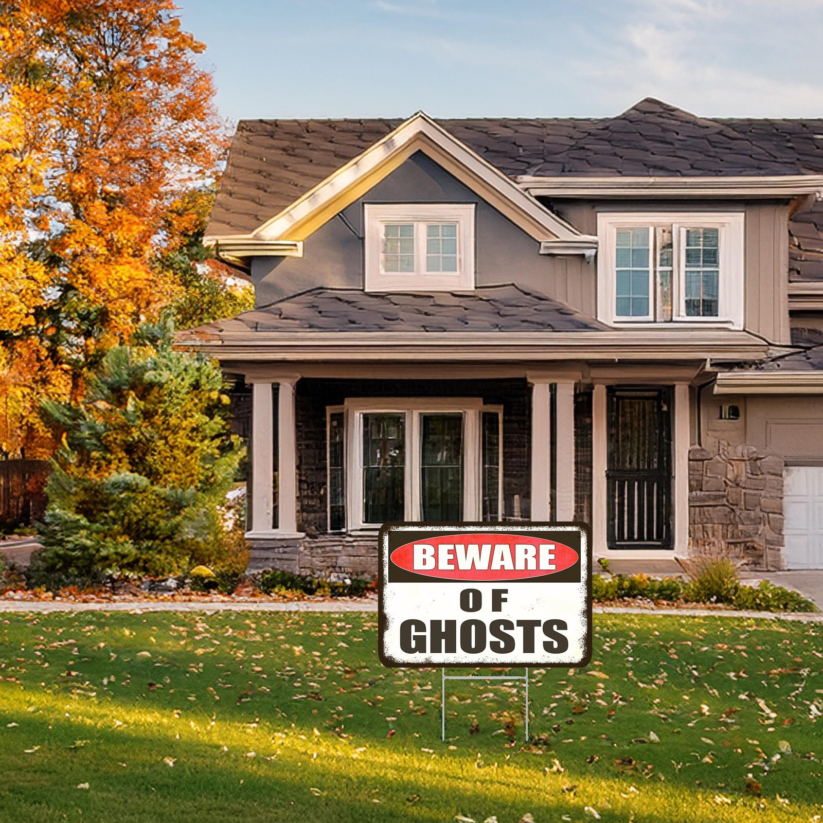 Large Beware of Ghosts Danger Keep Out Halloween Yard Sign Home Outdoor Lawn …