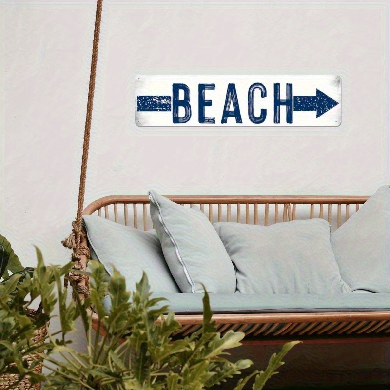 1pc Vintage Beach Sign Arrow 15.74×3.93in Wood Art
