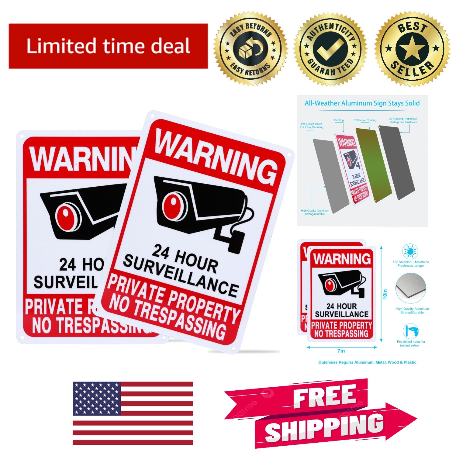 No Trespassing Signs – Clear Messaging & Reflective for Night Visibility