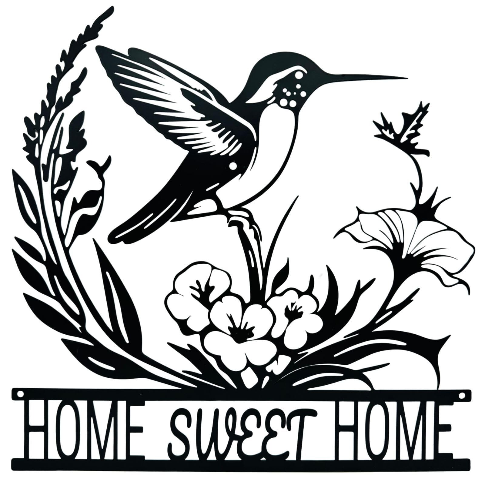 Metal Welcome Sign, Bird Design, Wall and Door Mounted Outdoor Garden Decorat…