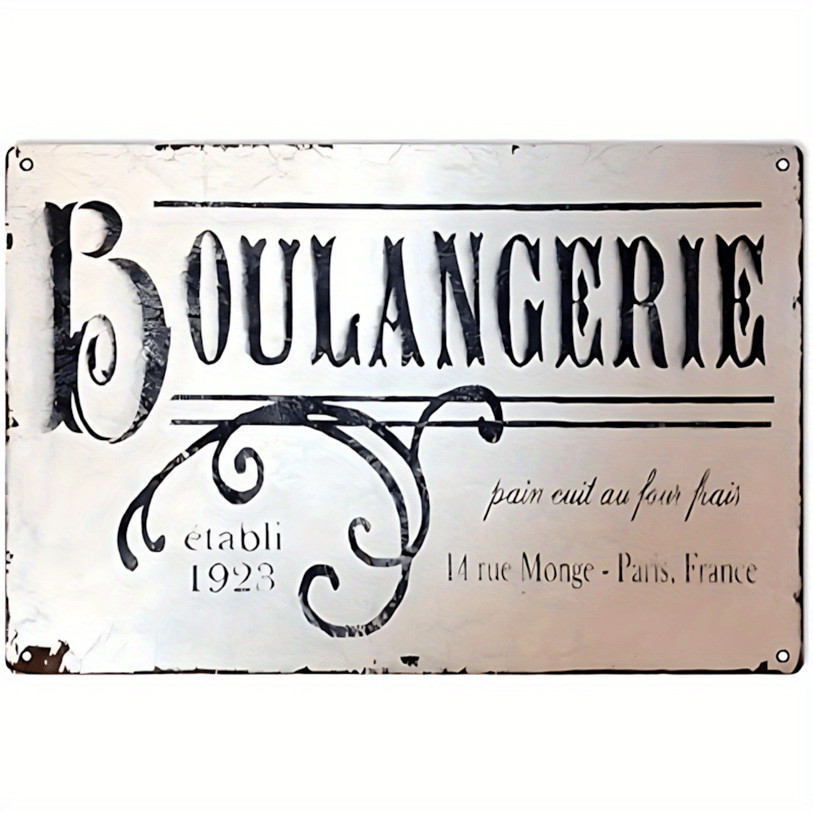 French Boulangerie Metal Sign Rustic Kitchen Wall Decor Parisian Bakery Art Home