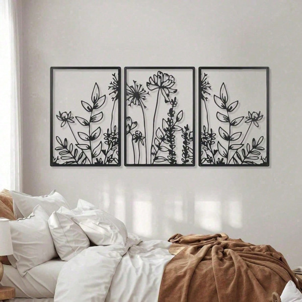 3pcs Modern Boho Floral Wall Art Minimalist for Living Room Bedroom Office Decor