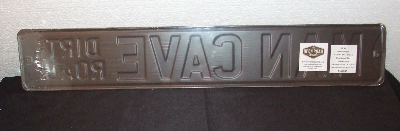 “Man Cave Dirt Road” Metal Distressed Sign / Wall Decor – 3 3/8″ x 20″ NWT
