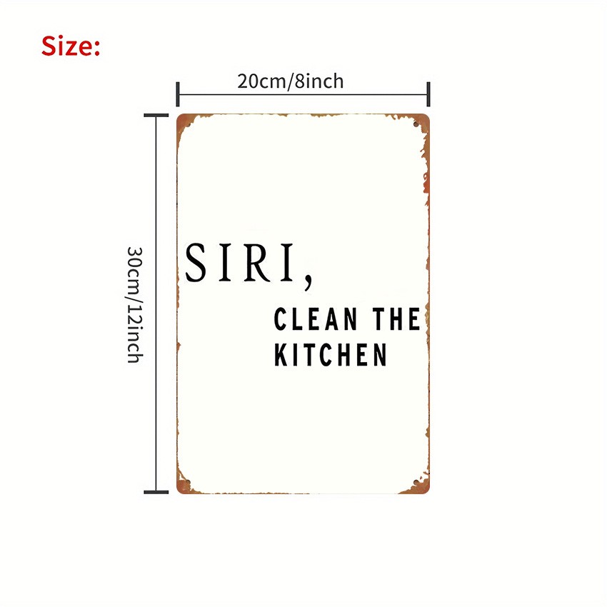 humorous dining room wall art “Siri Clean The Kitchen” retro funny plaque