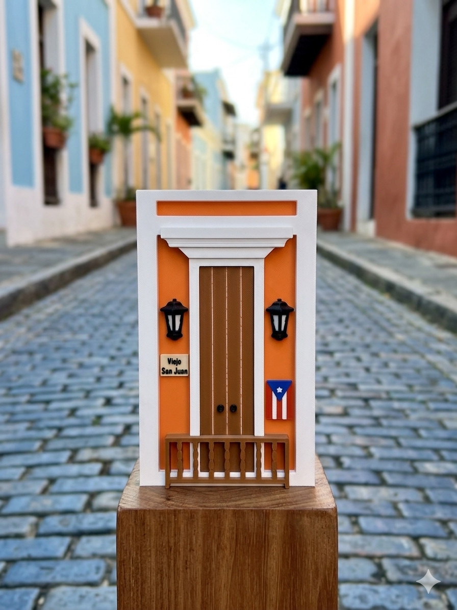 Calle San Justo Old San Juan Puerto Rico Mini House 3D Decor Souvenir Display
