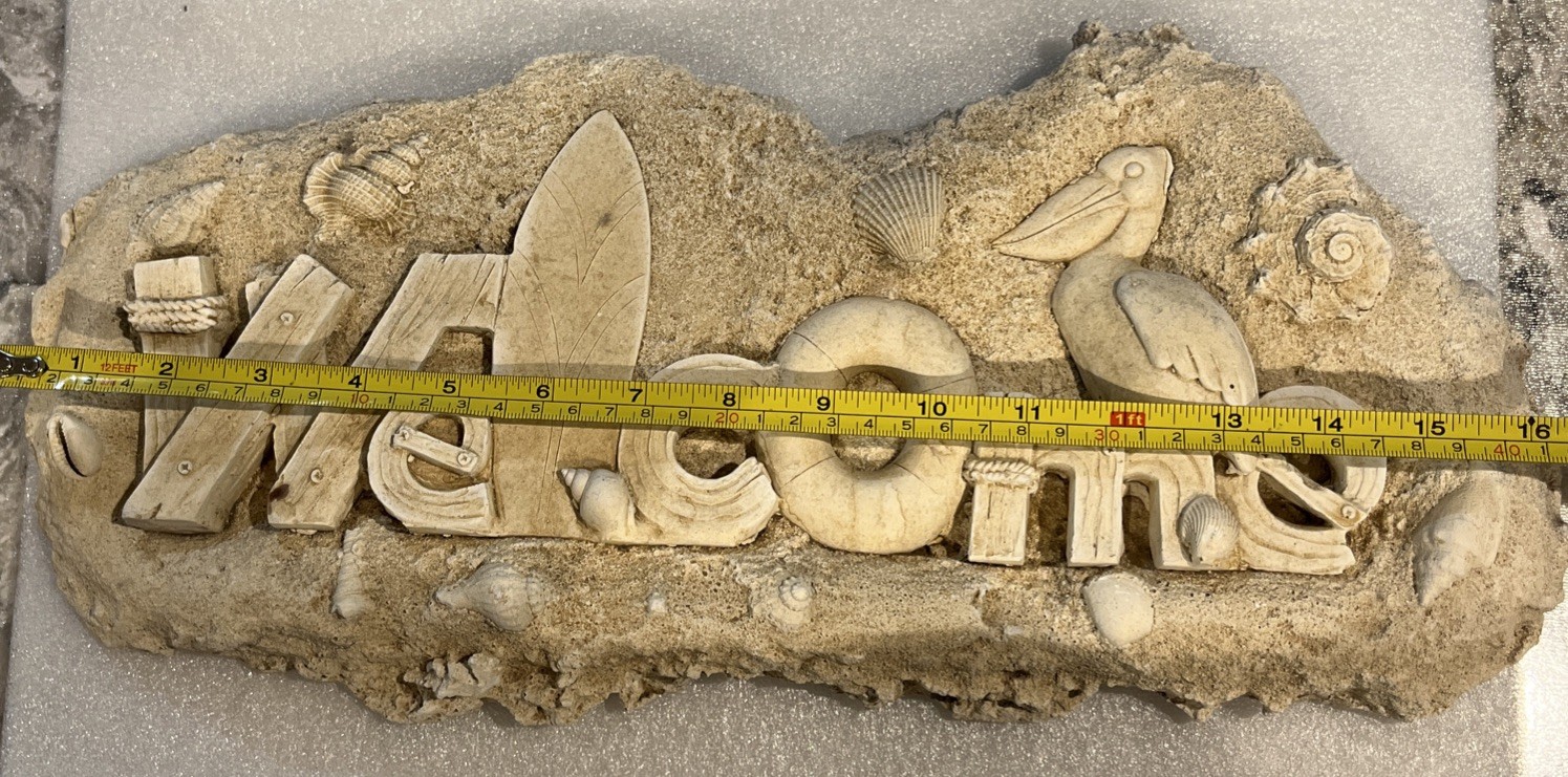 Handmade Sand Sculpture Welcome Sign – Nautical Beach House Decor 3D Plaque17.5”