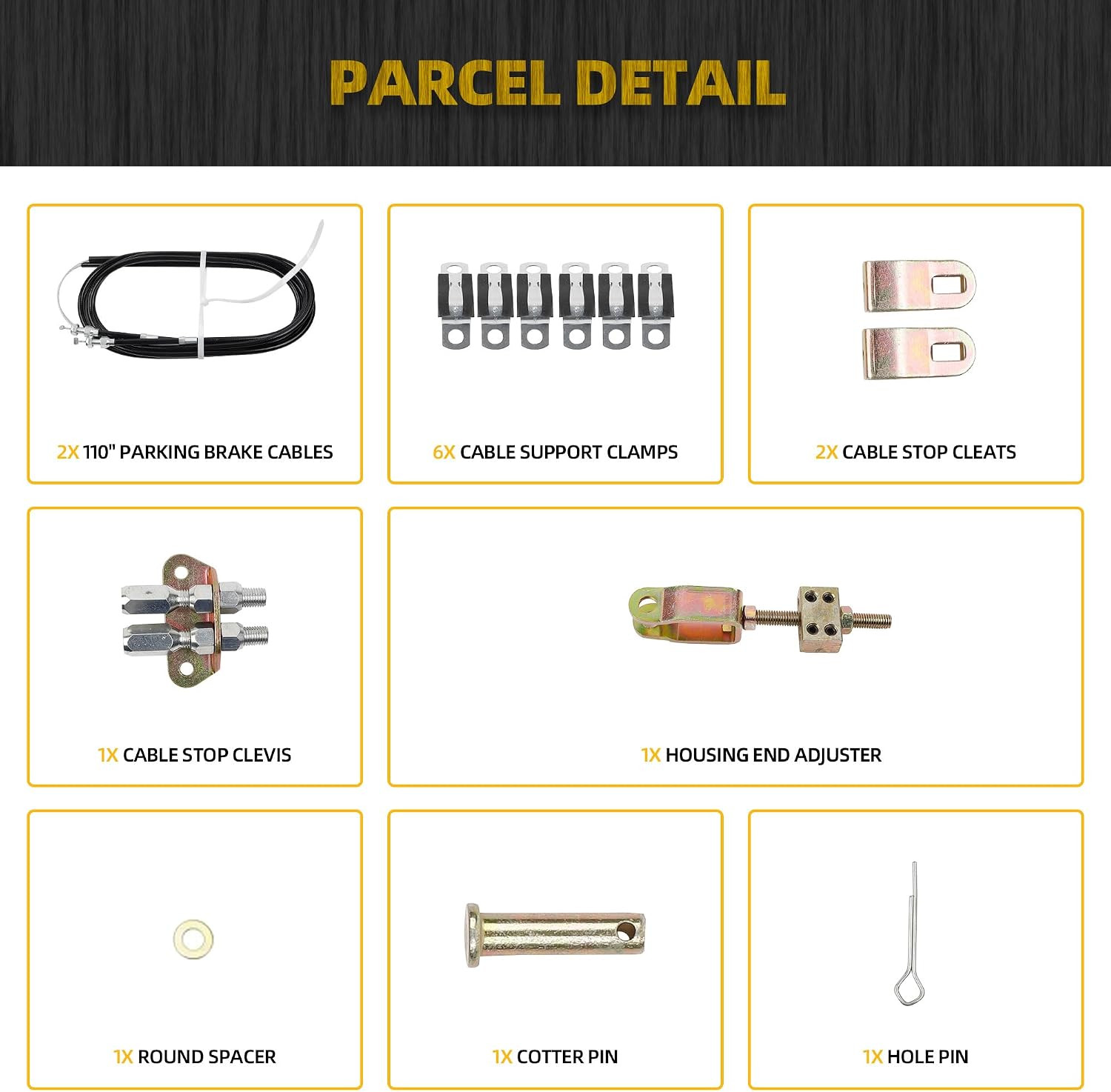 330-9371 Universal Rear Disc/Drum Emergency Parking Brake Cable Complete Kit 110