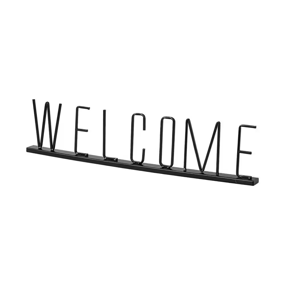 Welcome 24 In. L X 1 In. W Black Metal Sign