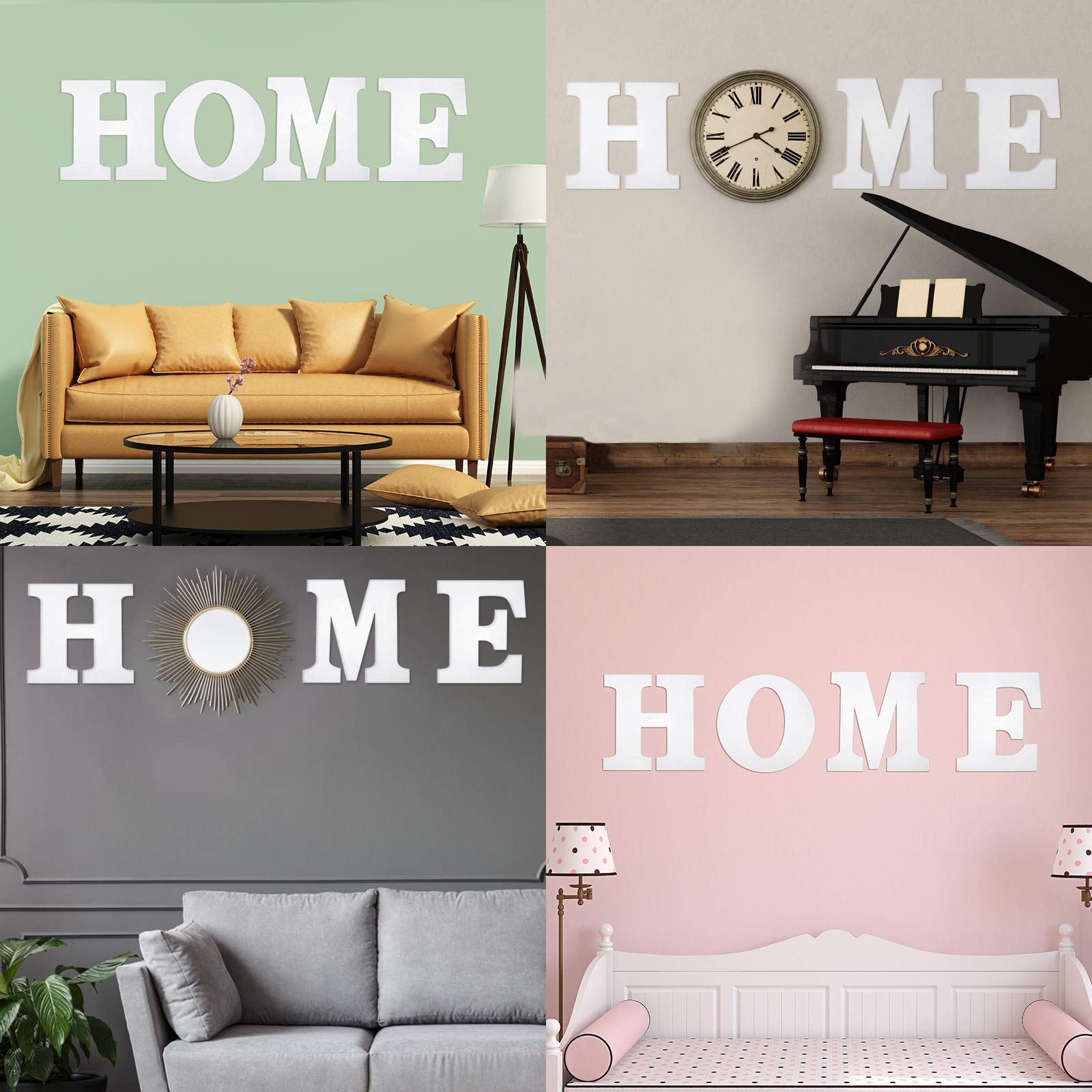 4 Pack 12 Inch Wooden Home Sign Wall Hanging Decor Farmhouse Letters for Wall…