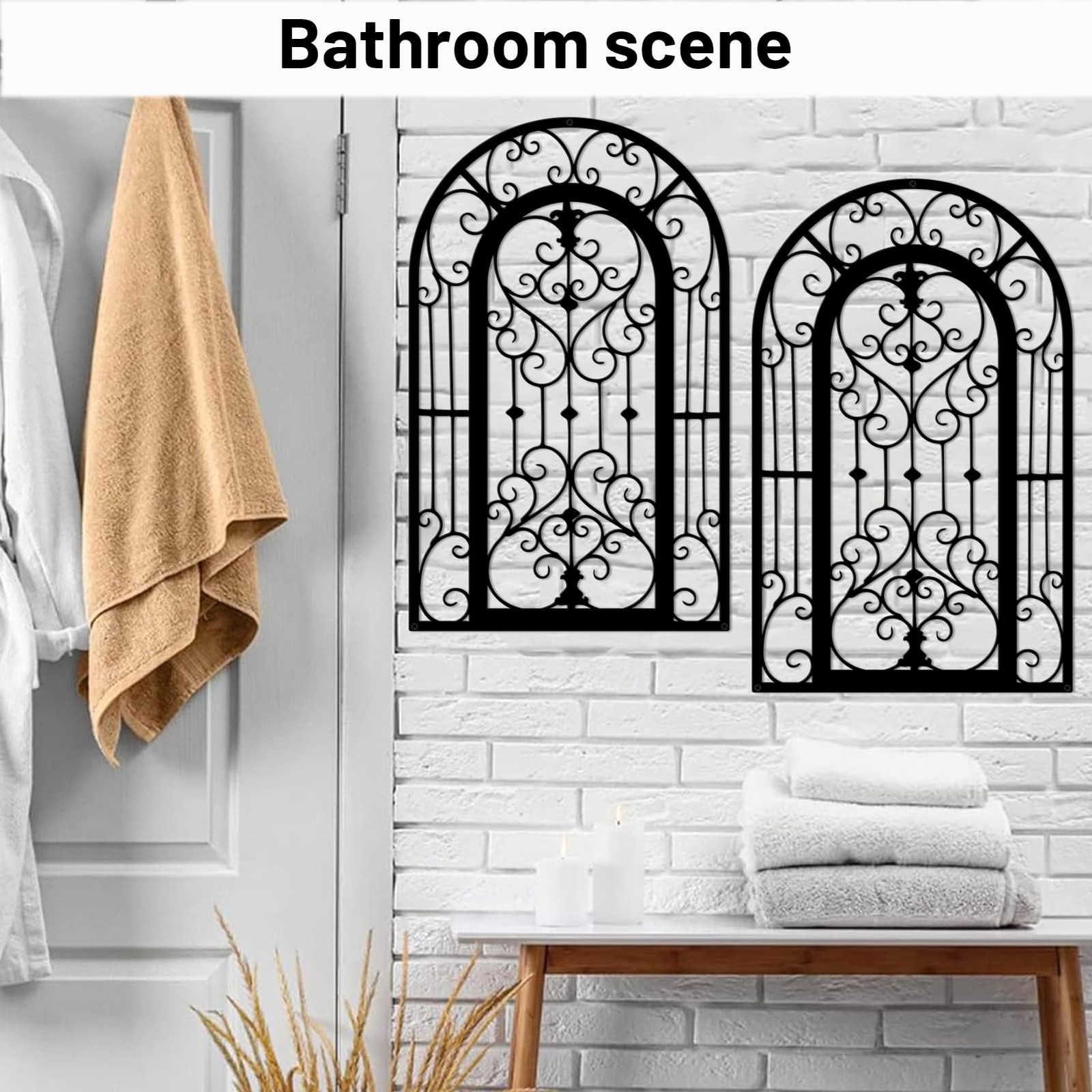 Metal Scroll Wall Decor – Window Arch Wall Art,Wall Panels with Carved Wrough…