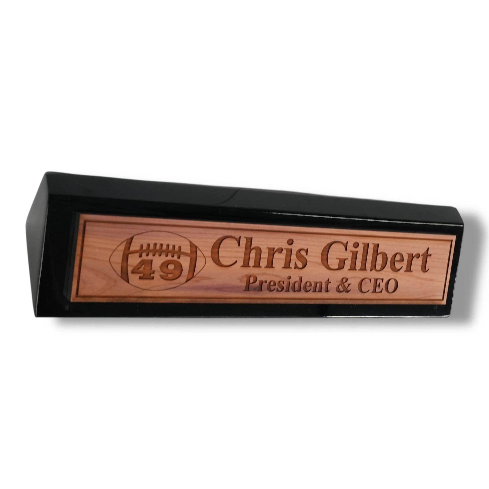 Desk Wedge Name Plate – PERSONALIZED – Football – WITH YOUR NUMBER – 11 Inches