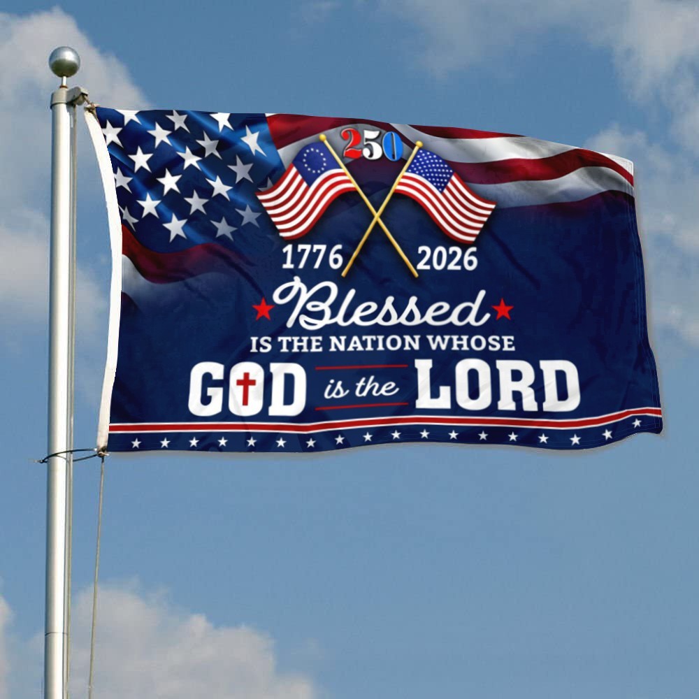 250 Years of America Blessed is Nation 1776 2026 Patriotic Flag Banner 3x5Feet