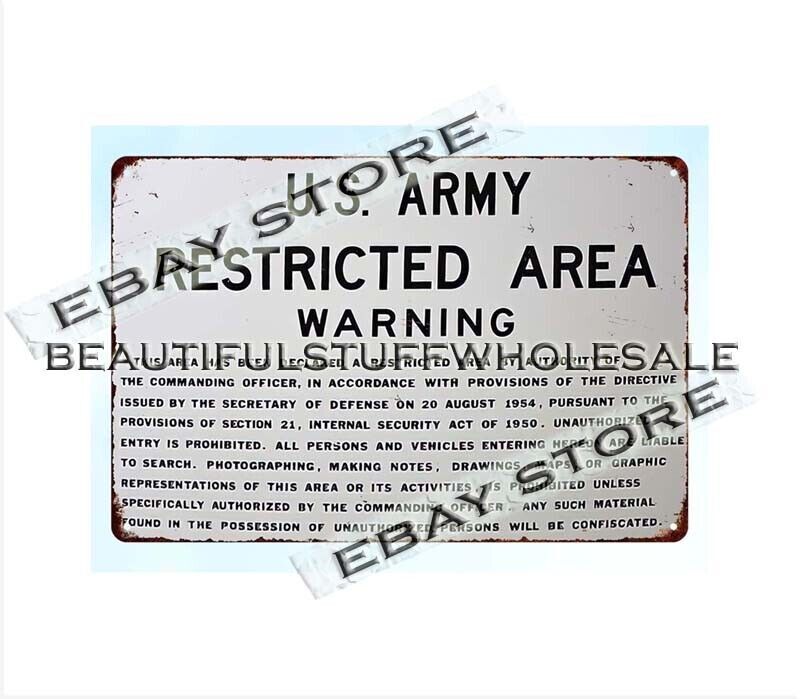 Government Military Warning army Restricted Area metal tin sign home decor