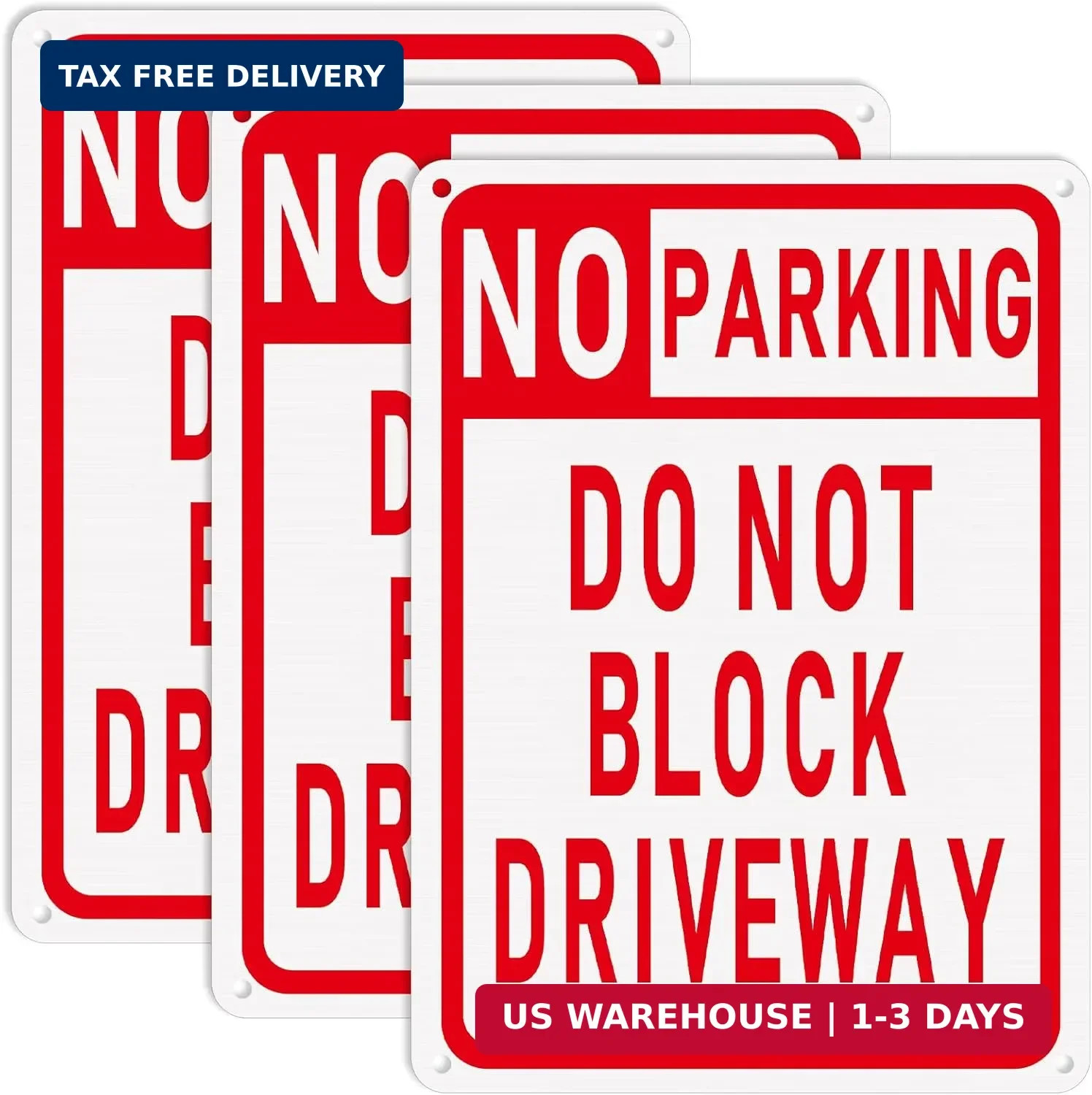 Tandefio 3 Pcs No Parking Sign Do Not Block Driveway 10 x 14 Inches Aluminum Met