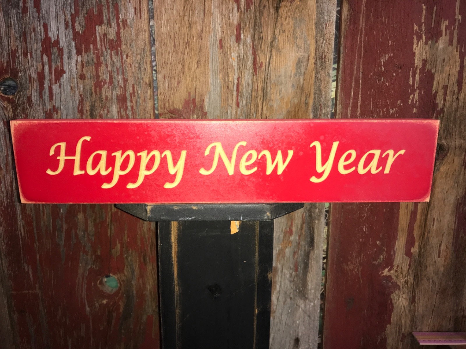2 Sided Wood Sign Happy New Year/Happy Valentine’s Day Red 17.5”