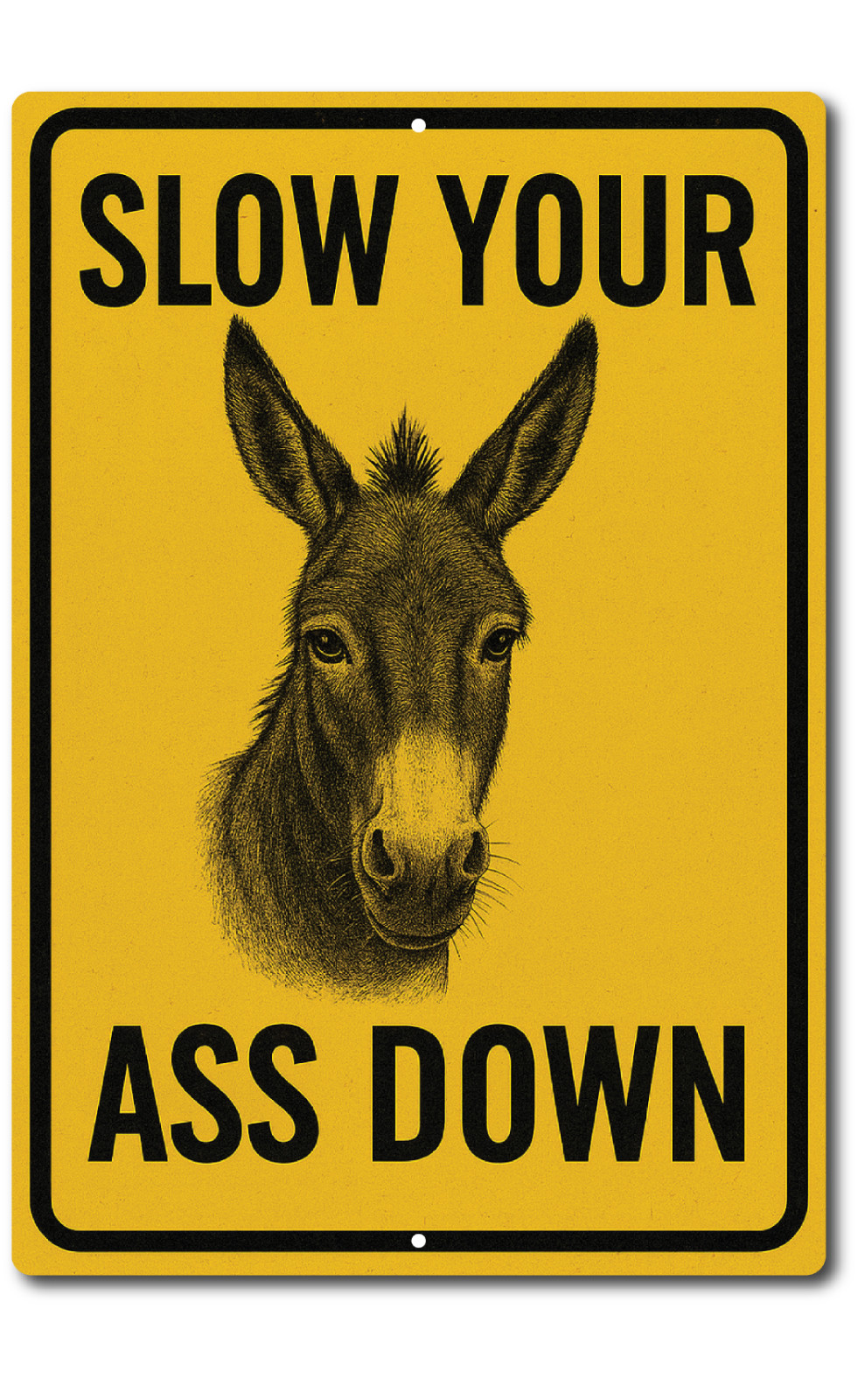 Funny Donkey Sign Slow Your Ass Down 8×12 Aluminum Tin Sign Rustic Humor Decor