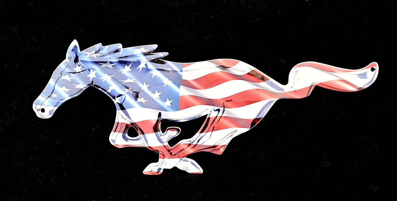 Ford Mustang USA Flag Pony Steel Sign