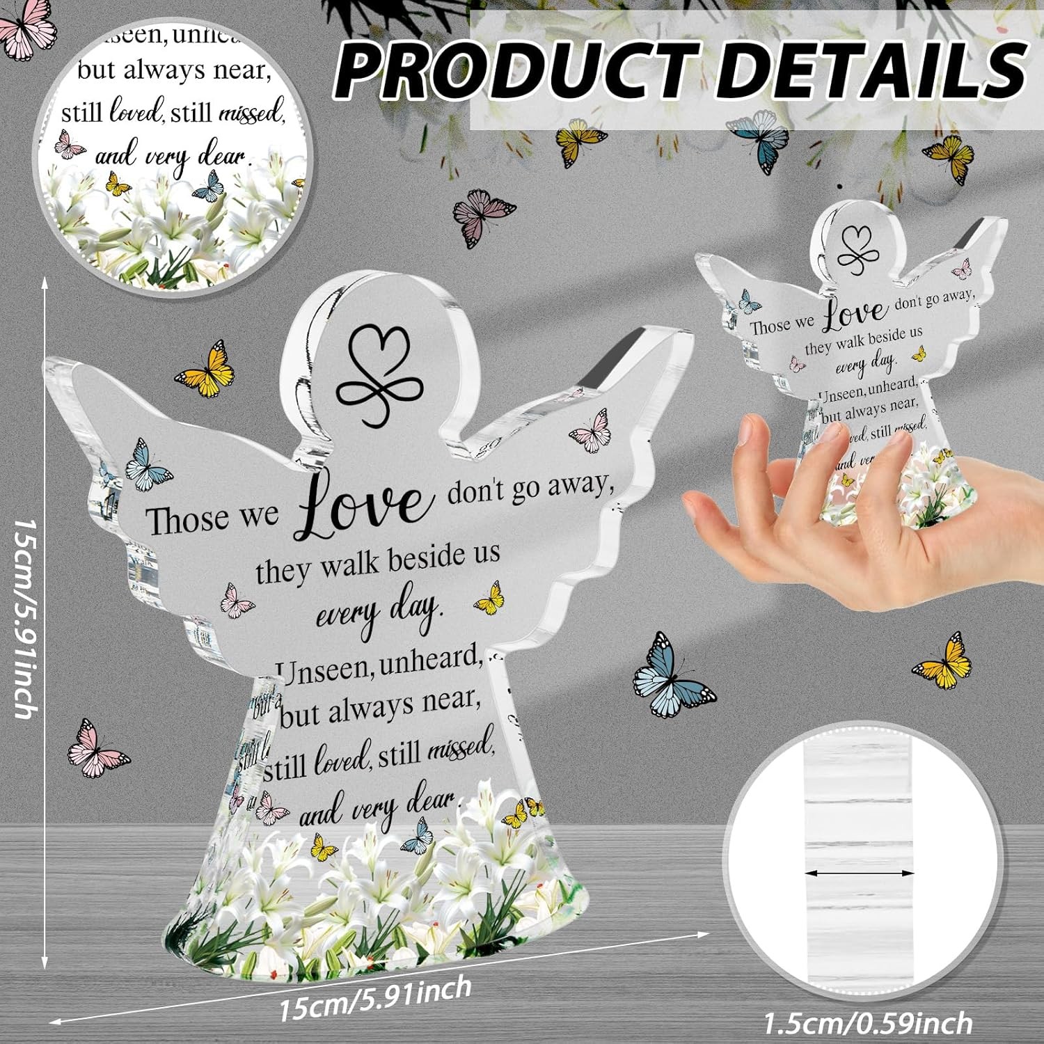Acrylic Angel Red Cardinal Memorial Gift Sympathy Bereavement Loss Remembrance